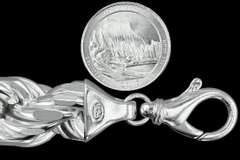 Italian Sterling Silver 18mm Rope Chain Necklace 26 Inch