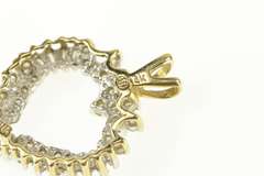 14K Yellow Gold 0.75 Ctw Diamond Classic Cluster Heart Love Pendant