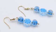 Group Lot of 2 Vintage 925 Sterling Silver Glass Dangle Earrings