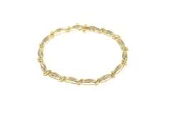 10K Yellow Gold 1.00 Ctw Baguette Diamond Oval Link Tennis Bracelet