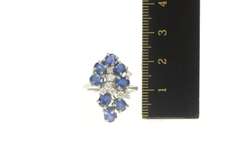 14K White Gold 1.88 Ctw Natural Sapphire VVS Diamond Cocktail Ring