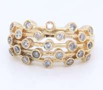 Gorgeous Yellow Gold Multi Row Bezel Set Diamond Ring