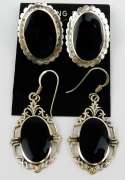 2 Pairs of Sterling Black Onyx Earrings