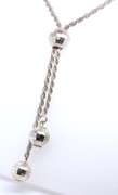 Italian 925 Sterling Silver Rope Chain Necklace with Ball Charms