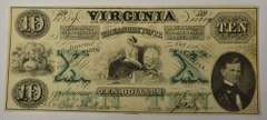October 15th 1862 $10 Virginia Treasury Note, Circulated.