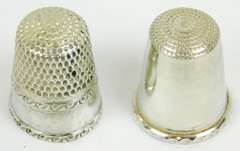 2 Antique Sterling Silver Thimbles