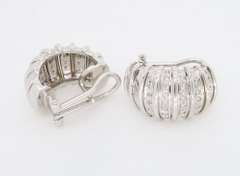 18K White Gold Diamond Omega Back Earrings