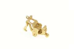 14K Yellow Gold 3D Boardwalk Cart Pusher Beach Motif Charm/Pendant