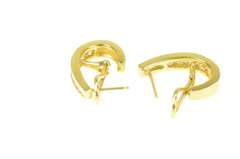 18K Yellow Gold 1.32 Ctw Curved French Clip Hoop Statement Earrings
