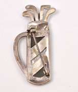 Amazing Gold Clubs Sterling Silver Pin
