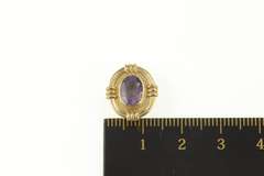 10K Yellow Gold Oval Grooved Amethyst Slide Bracelet Charm/Pendant