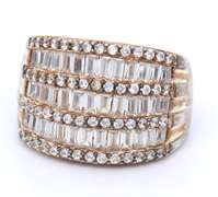 Vintage Sterling Silver Cubic Zirconia Wide Band