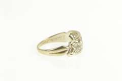 14K White Gold 0.25 Ctw 1940's Diamond Ornate Scroll Band Ring