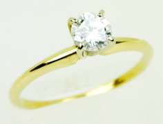 14K VS Quality .50 CT Diamond Solitaire Ring, 6.25