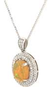 2.94 CTW Opal & Diamond Pendant Necklace in 14K