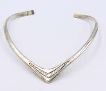 Vintage 925 Sterling Silver Mexico Cuff Necklace