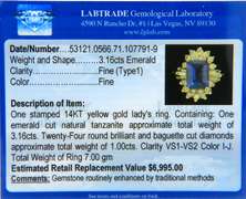 3.16ct Emerald Cut Tanzanite and 1.00ctw Diamond Starburst Yellow Gold Ring