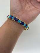 Lapis, Coral, and Turquoise Bangle Bracelet made in 14k