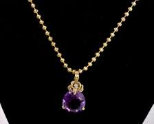 Glamorous Amethyst and Diamond Pendant Necklace in 14K Yellow Gold