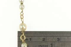 14K Yellow Gold Pearl Beaded Chain Link Classic Statement Bracelet