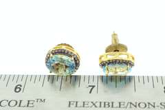 Elegant Blue Topaz Earrings with Gold Plated Silver and Diamond Accents