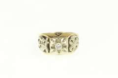 18K Yellow Gold 0.25 Ct Diamond Mens Squared Masonic Shriners Ring
