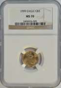 NGC MS70 graded better date 1999 $5 American Gold Eagle coin