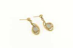 14K Yellow Gold Oval Smoky Quartz Swirl Drop Dangle Earrings