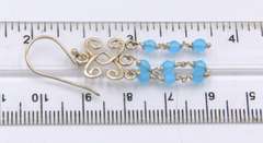 Group Lot of 2 Vintage 925 Sterling Silver Glass Dangle Earrings