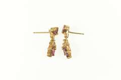 14K Yellow Gold Marquise Ruby Dangle Diamond Accent Earrings