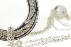 18K White Gold 3.50 Ctw Pave Diamond Circle Layered Chain Necklace