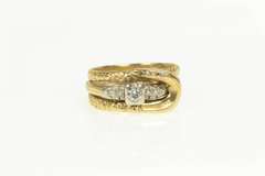 14K Yellow Gold 1940's Diamond Artisan Snake Engagement Set Ring