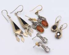 Group Lot of 4 Vintage 925 Sterling Silver Dangle Earrings