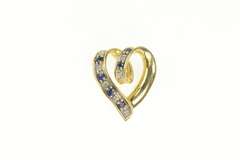 14K Yellow Gold Heart Sapphire & Ruby Reversible Swirl Pendant