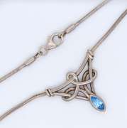 Vintage 925 Sterling Silver Blue Cubic Zirconia Pendant Necklace