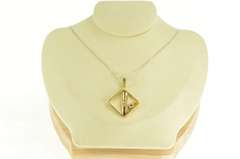 18K Yellow Gold Diamond Abstract Geometric Square Statement Pendant