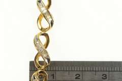 10K Yellow Gold Baguette Diamond Wavy Curvy Link Tennis Bracelet