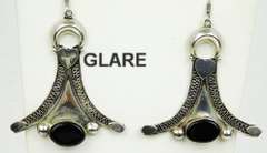 Vintage Large Sterling & Black Onyx Earrings