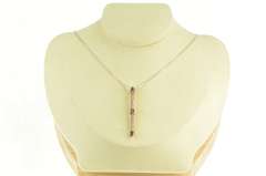 14K Yellow Gold Tiered Amethyst Diamond Bar Statement Pendant