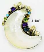 Massive Sterling Gemstone Mother of Pearl Pin/Pendant