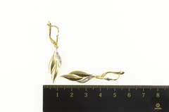 14K Yellow Gold Diamond Curvy Wavy Design Dangle Statement Earrings