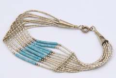 Vintage Sterling Silver Multi Strand Necklace with Matching Bracelet