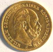 Blazing BU 1873 Germany (Prussia) 20 Marks Gold Piece.
