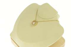 14K Yellow Gold 7.5mm Pearl Diamond Circle Statement Pendant
