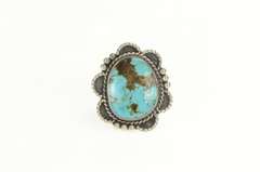 Sterling Silver Navajo Ornate Turquoise Native American Ring