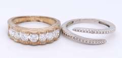 Lot of 2 Vintage 925 Sterling Silver Cubic Zirconia Rings