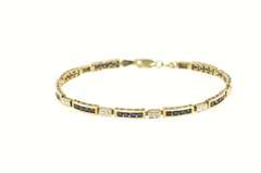 10K Yellow Gold Natural Sapphire Diamond Accent Bar Link Bracelet