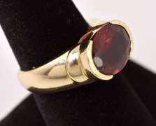 Tastful Large Garnet Ring in Yellow Gold