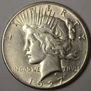 1927 Peace Silver Dollar Better Date, AU.