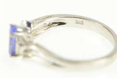 14K White Gold Tanzanite Diamond Bypass Split Classic Ring